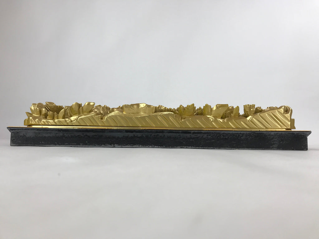 Japanese Buddhist Altar Wood Lacquer Part Vtg Brass Carved Flowers Gold BA239