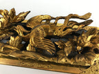 Japanese Buddhist Altar Wood Lacquer Part Vtg Gilt Carved Peony Birds Gold BA285