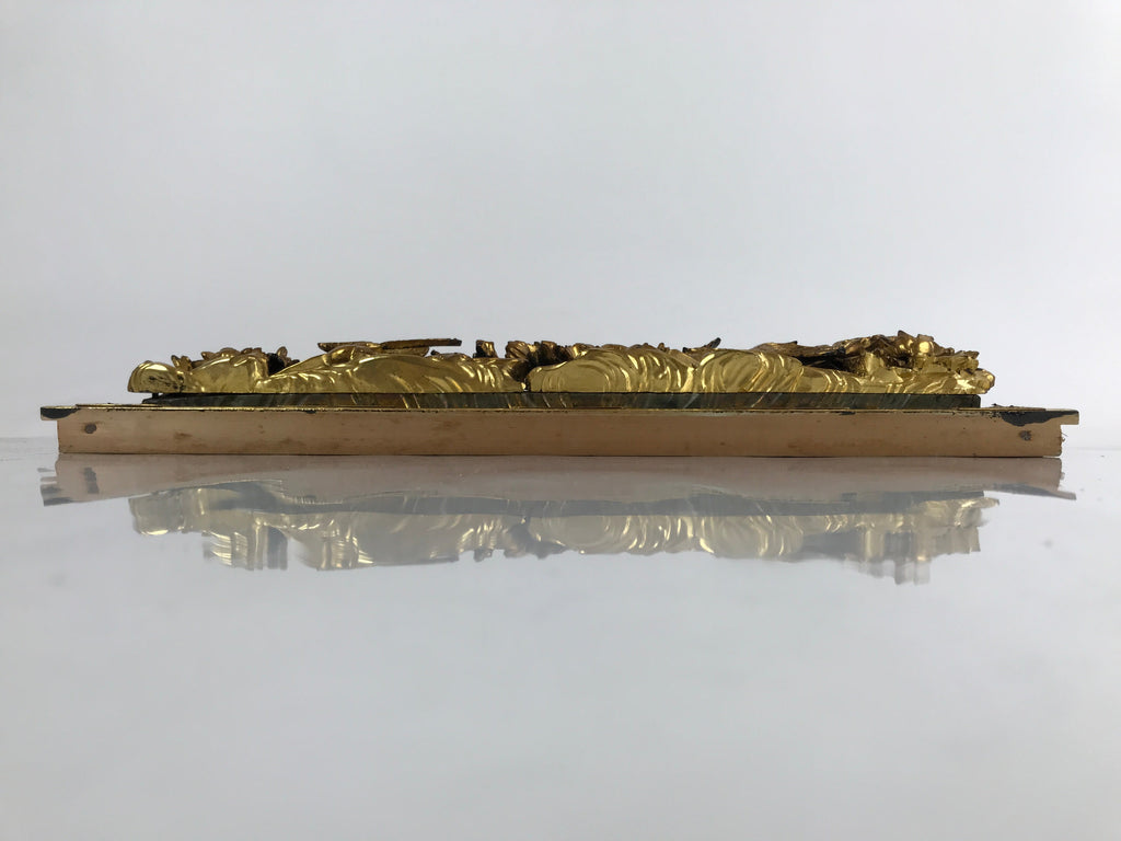 Japanese Buddhist Altar Wood Lacquer Part Vtg Gilt Carved Peony Birds Gold BA285