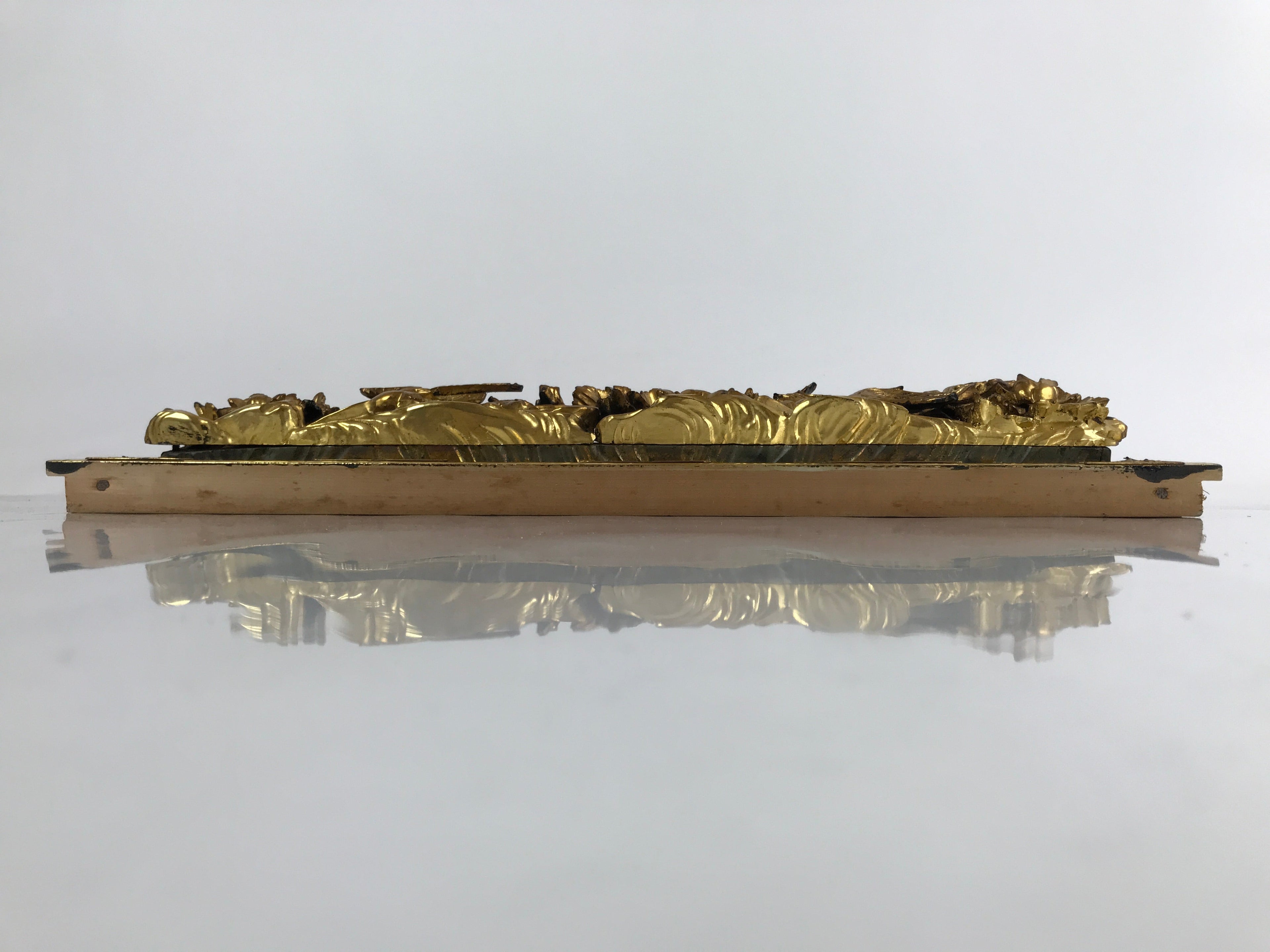 Japanese Buddhist Altar Wood Lacquer Part Vtg Gilt Carved Peony Birds Gold BA285