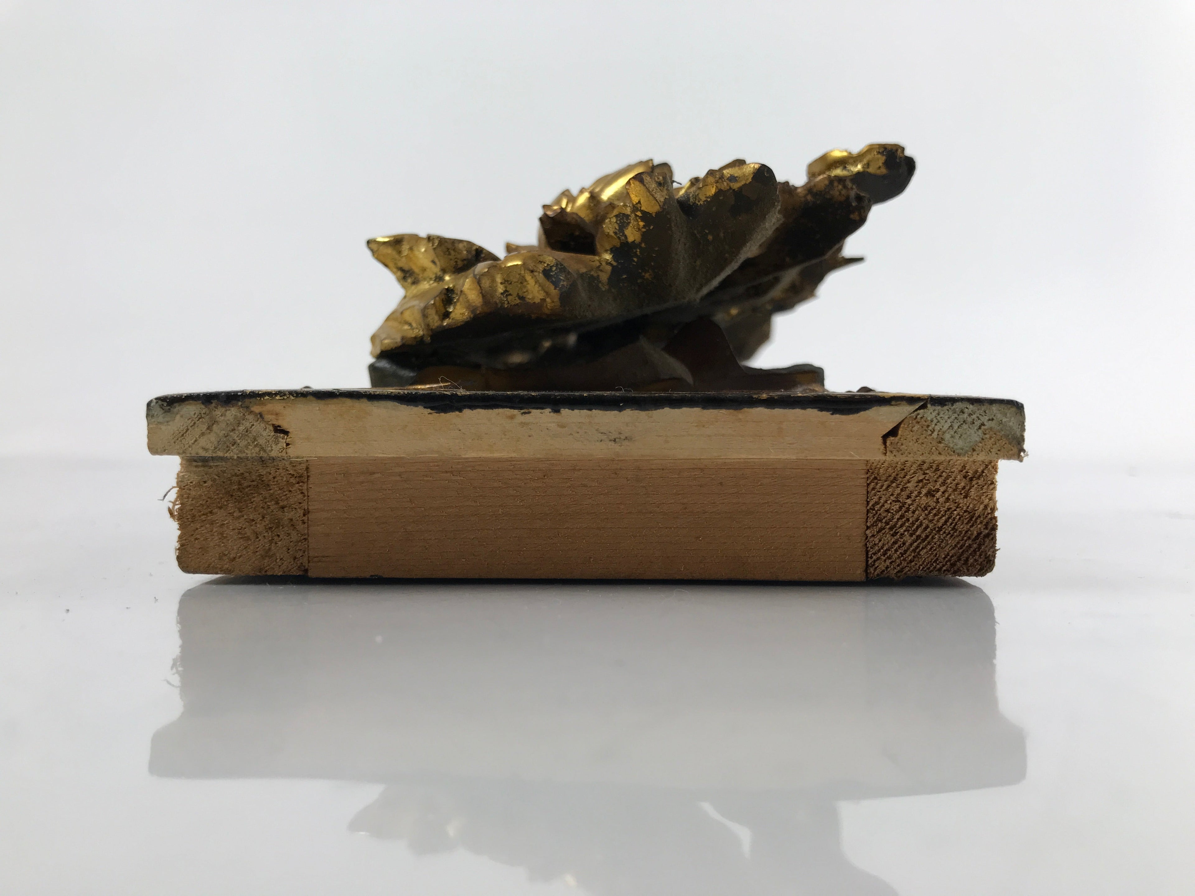 Japanese Buddhist Altar Wood Lacquer Part Vtg Gilt Carved Peony Birds Gold BA285