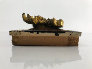 Japanese Buddhist Altar Wood Lacquer Part Vtg Gilt Carved Peony Birds Gold BA285