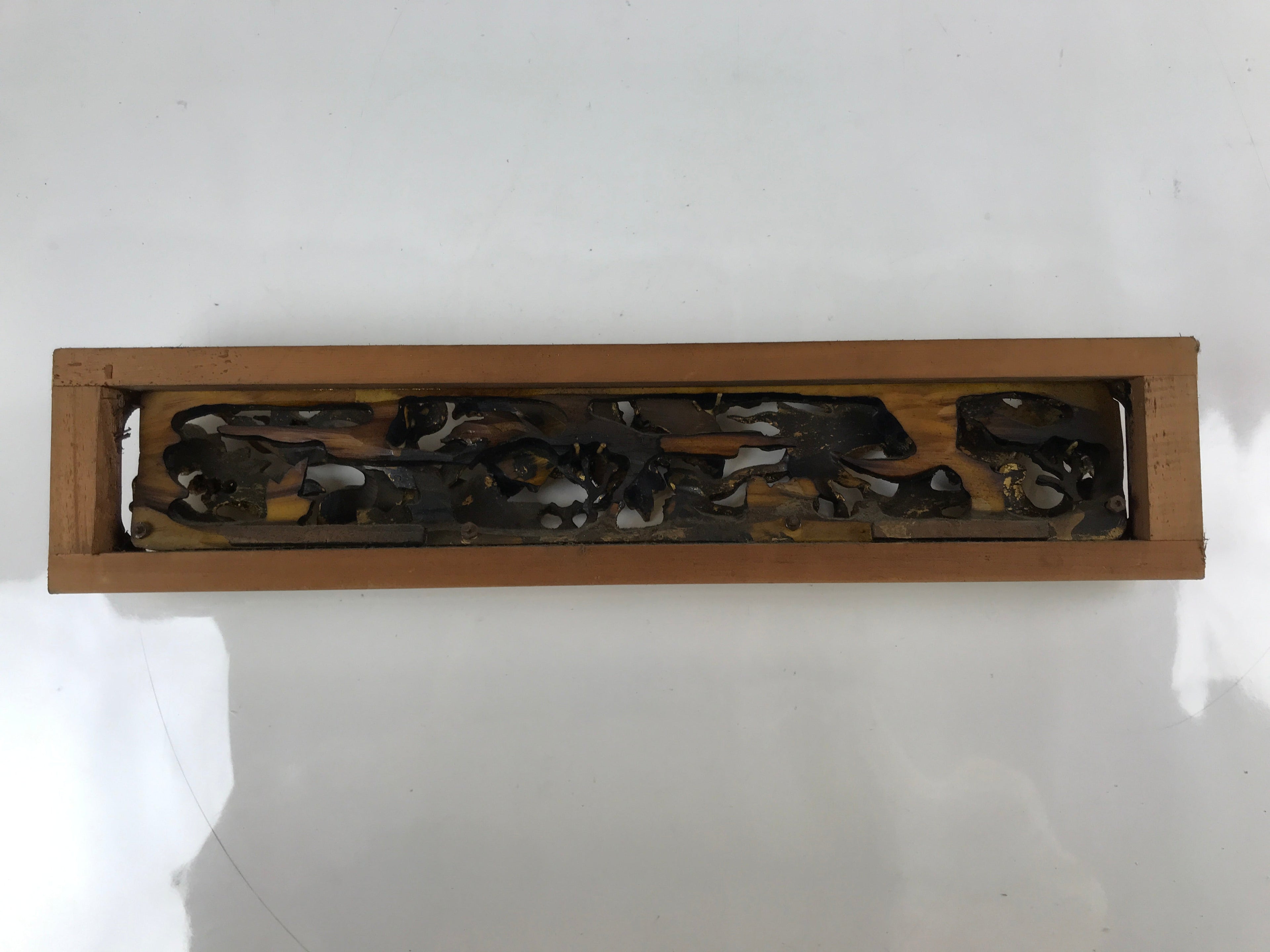 Japanese Buddhist Altar Wood Lacquer Part Vtg Gilt Carved Peony Birds Gold BA285