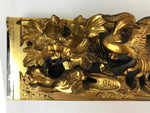 Japanese Buddhist Altar Wood Lacquer Part Vtg Gilt Carved Peony Birds Gold BA285