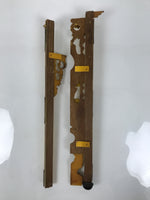 Japanese Buddhist Altar Wood Pillar Vtg Butsudan Spare Parts 2pcs Gold BA805