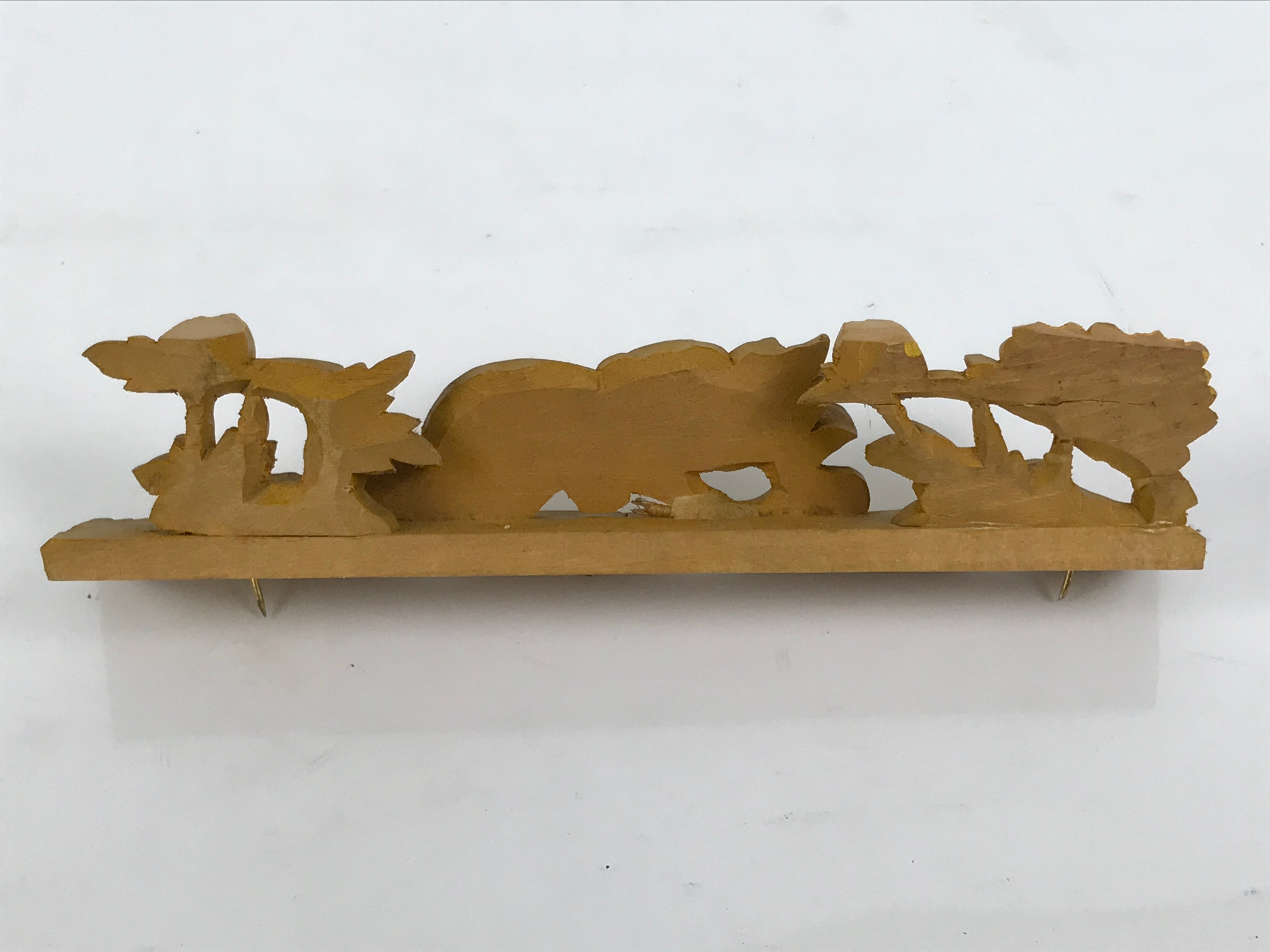 Japanese Buddhist Altar Wood Shishi Lion Dog Vtg Butsudan Spare Part Gold BP2