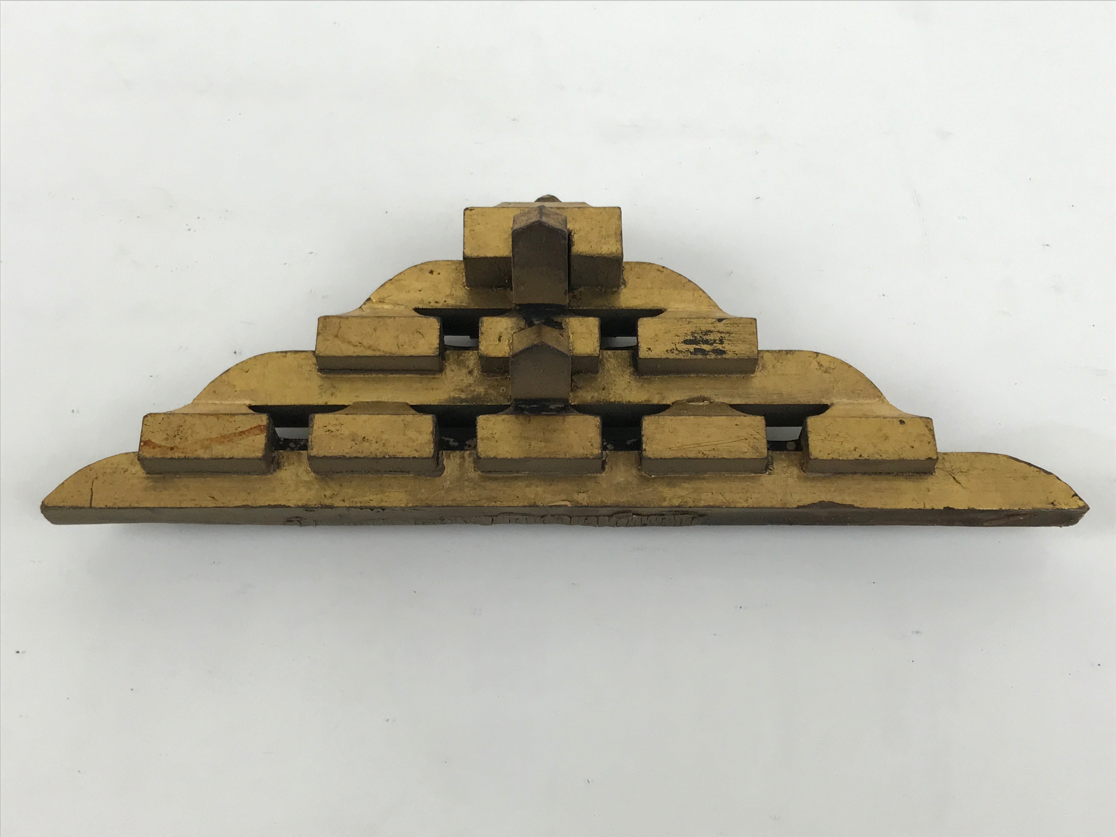 Japanese Buddhist Altar Wood Temple Roof Decor Vtg Butsudan Spare Part Gold BP1