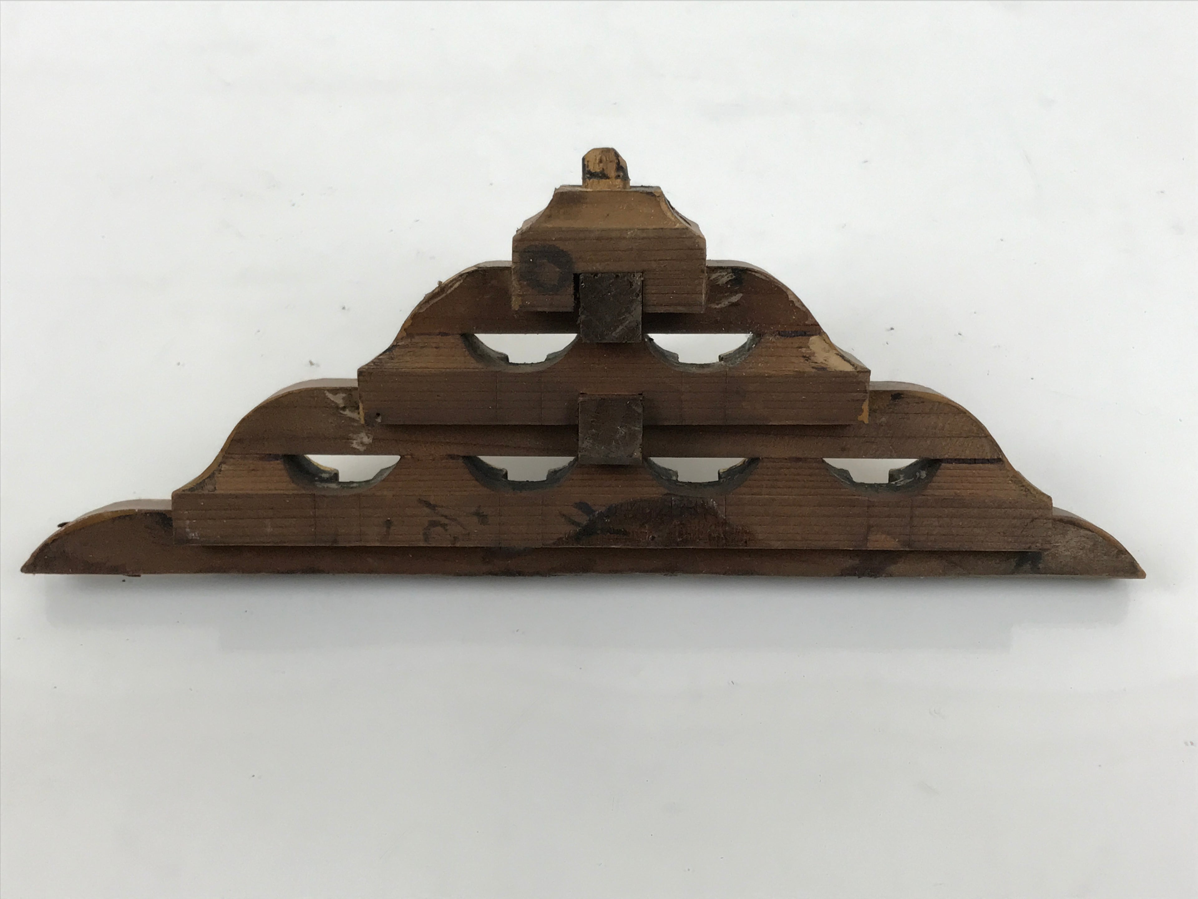 Japanese Buddhist Altar Wood Temple Roof Decor Vtg Butsudan Spare Part Gold BP1