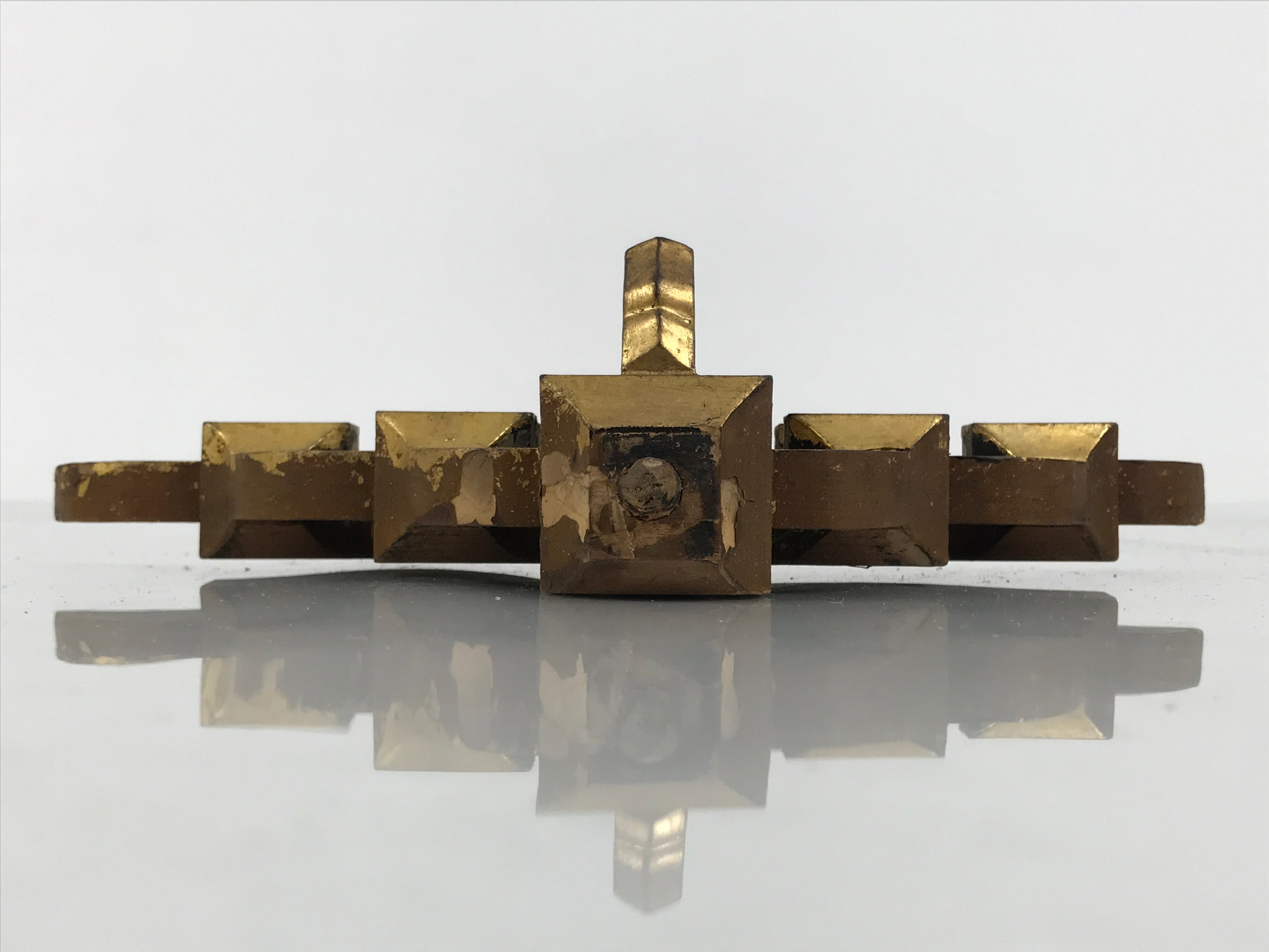 Japanese Buddhist Altar Wood Temple Roof Decor Vtg Butsudan Spare Part Gold BP1
