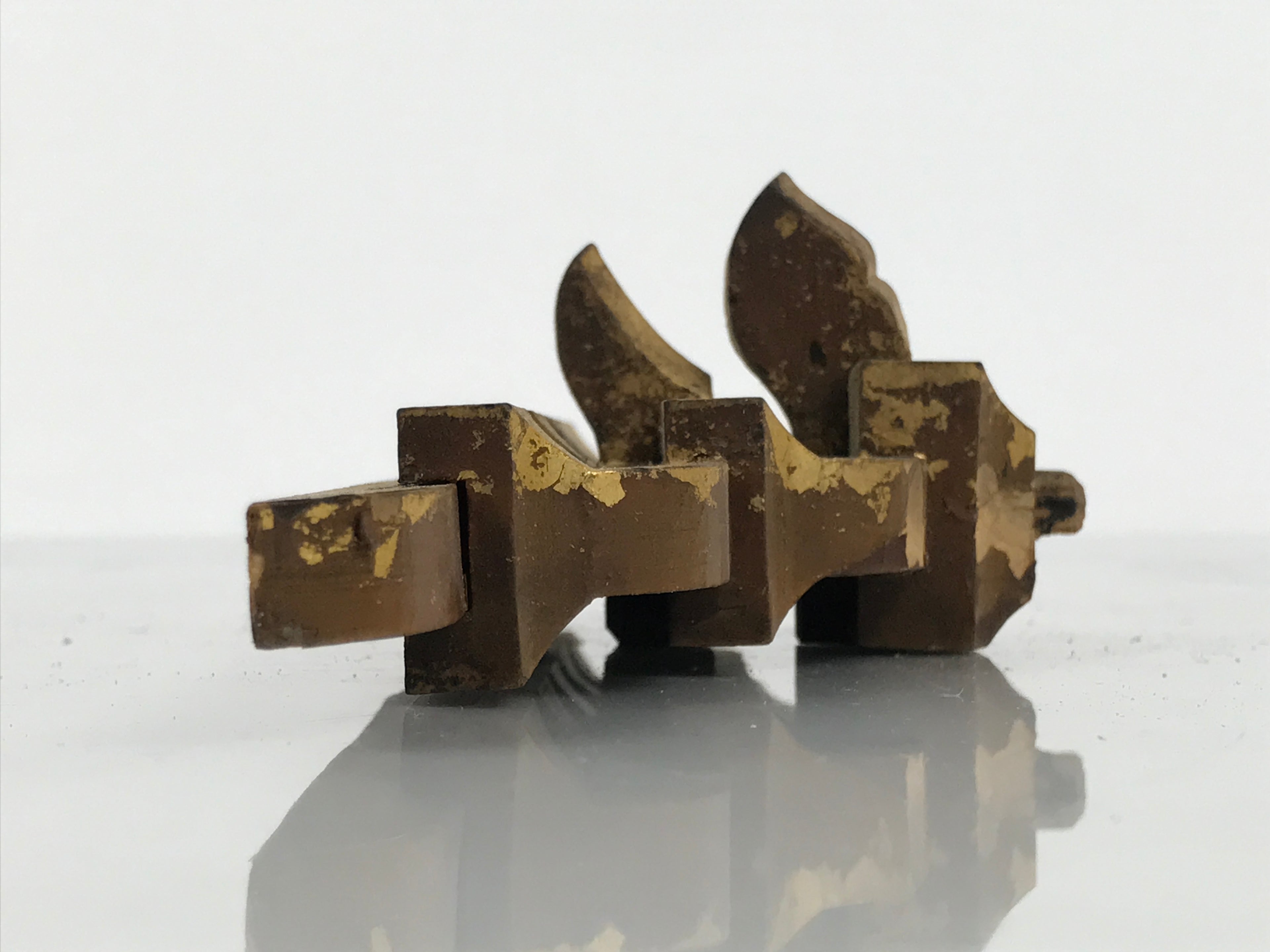 Japanese Buddhist Altar Wood Temple Roof Decor Vtg Butsudan Spare Part Gold BP1