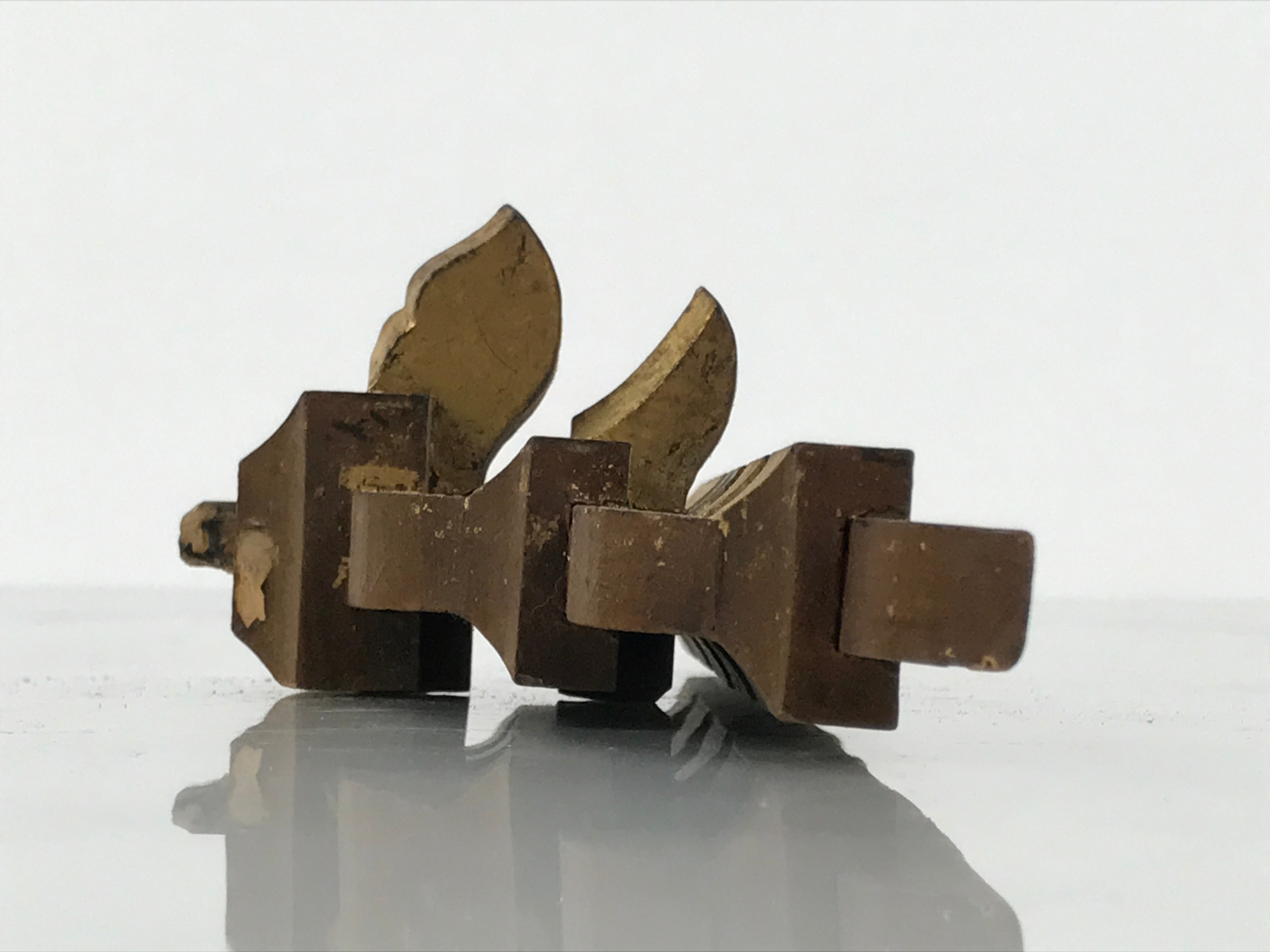 Japanese Buddhist Altar Wood Temple Roof Decor Vtg Butsudan Spare Part Gold BP1