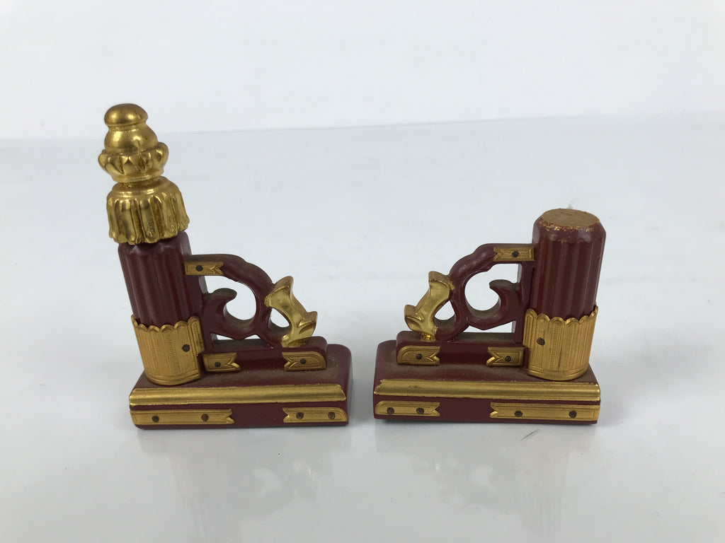 Japanese Buddhist Altar Wooden Kouran Railing Decorative Part 6pc Brass Red BP7