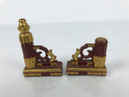Japanese Buddhist Altar Wooden Kouran Railing Decorative Part 6pc Brass Red BP7