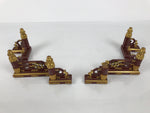 Japanese Buddhist Altar Wooden Kouran Railing Decorative Part 6pc Brass Red BP7