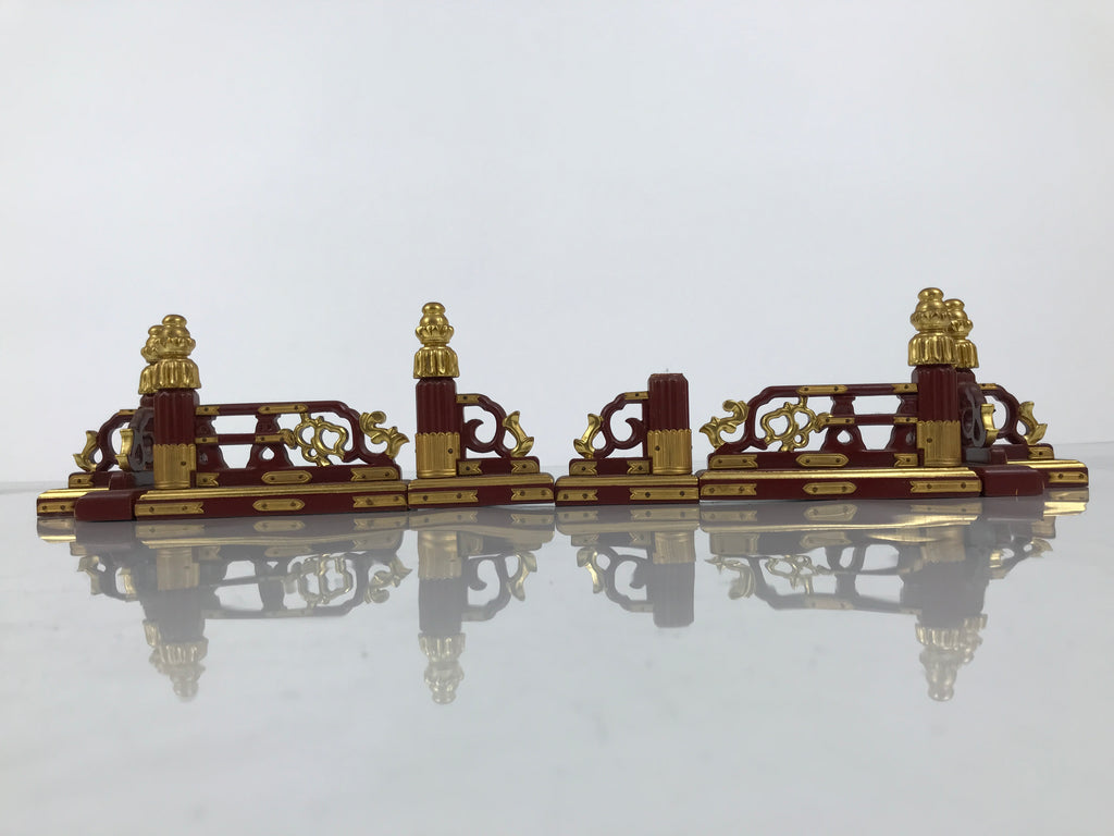 Japanese Buddhist Altar Wooden Kouran Railing Decorative Part 6pc Brass Red BP7