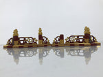 Japanese Buddhist Altar Wooden Kouran Railing Decorative Part 6pc Brass Red BP7
