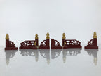 Japanese Buddhist Altar Wooden Kouran Railing Decorative Part 6pc Brass Red BP7
