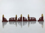 Japanese Buddhist Altar Wooden Kouran Railing Decorative Part 6pc Brass Red BP7