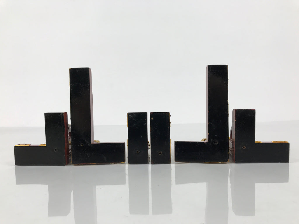 Japanese Buddhist Altar Wooden Kouran Railing Decorative Part 6pc Brass Red BP7