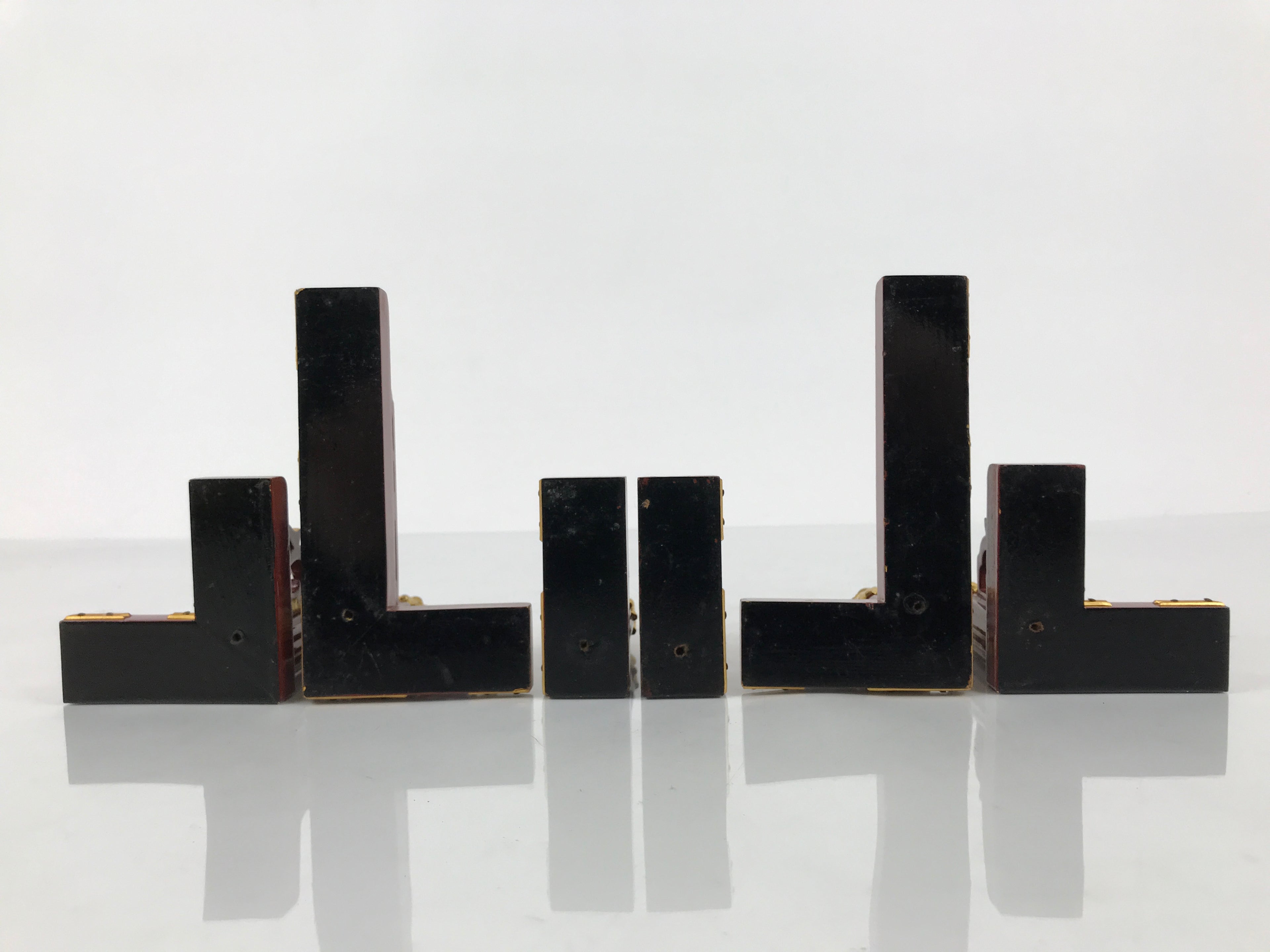 Japanese Buddhist Altar Wooden Kouran Railing Decorative Part 6pc Brass Red BP7