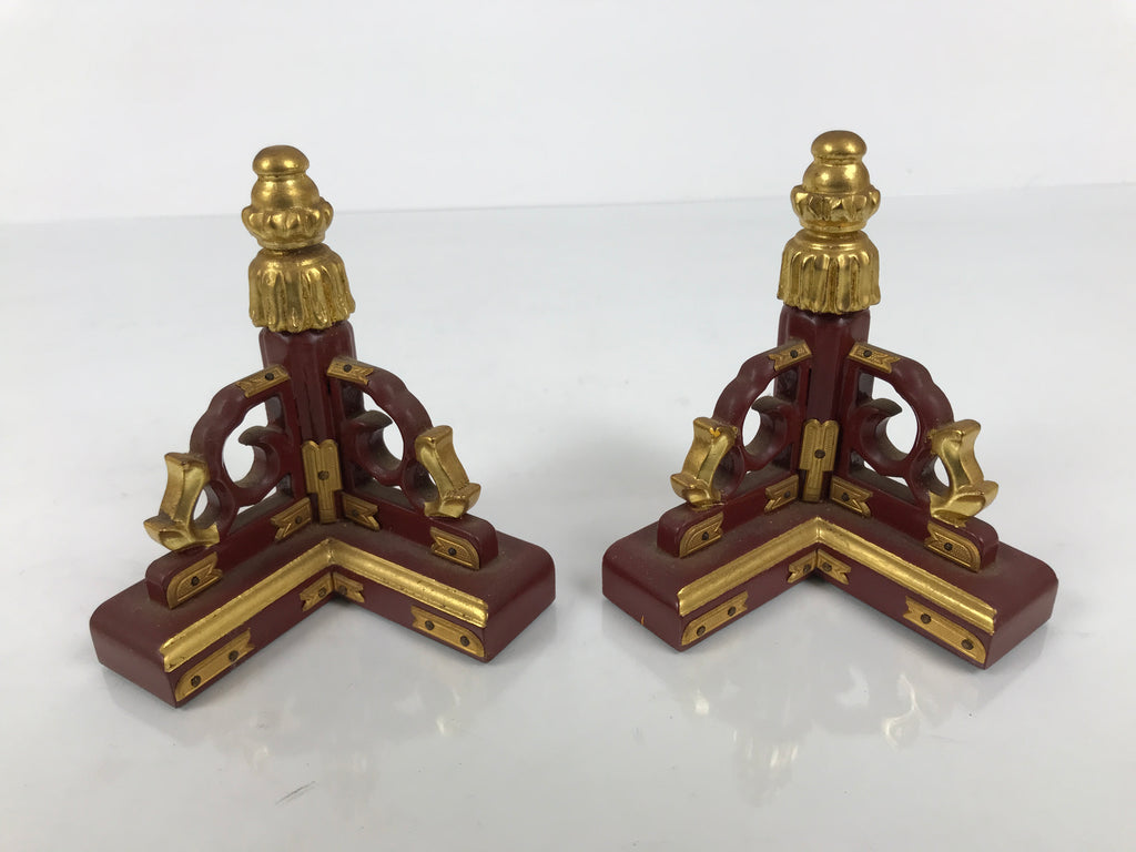 Japanese Buddhist Altar Wooden Kouran Railing Decorative Part 6pc Brass Red BP7