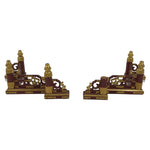 Japanese Buddhist Altar Wooden Kouran Railing Decorative Part 6pc Brass Red BP7