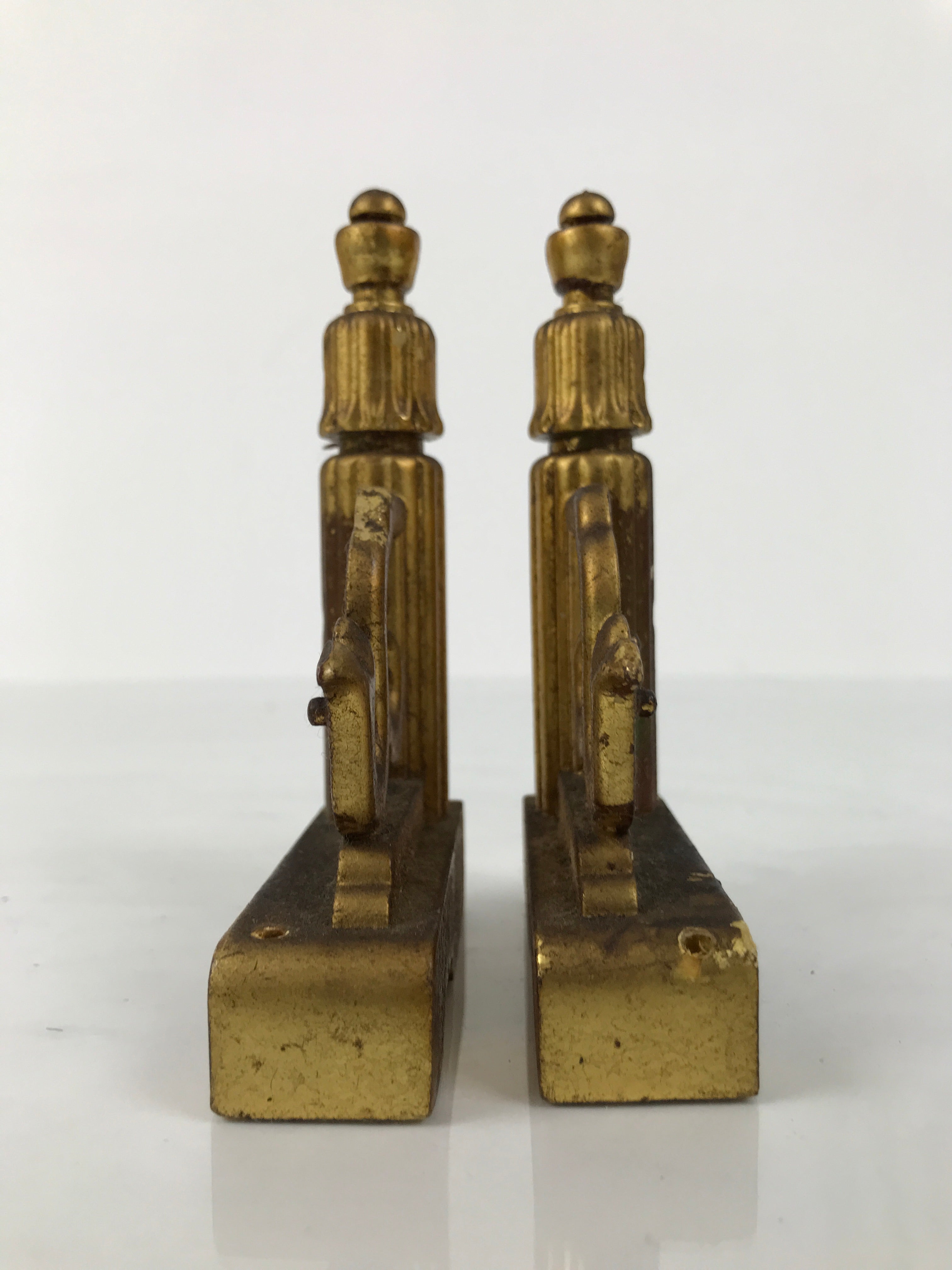 Japanese Buddhist Altar Wooden Kouran Railing Decorative Part Vtg 2pc Gold BA753
