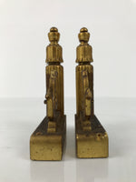 Japanese Buddhist Altar Wooden Kouran Railing Decorative Part Vtg 2pc Gold BA753