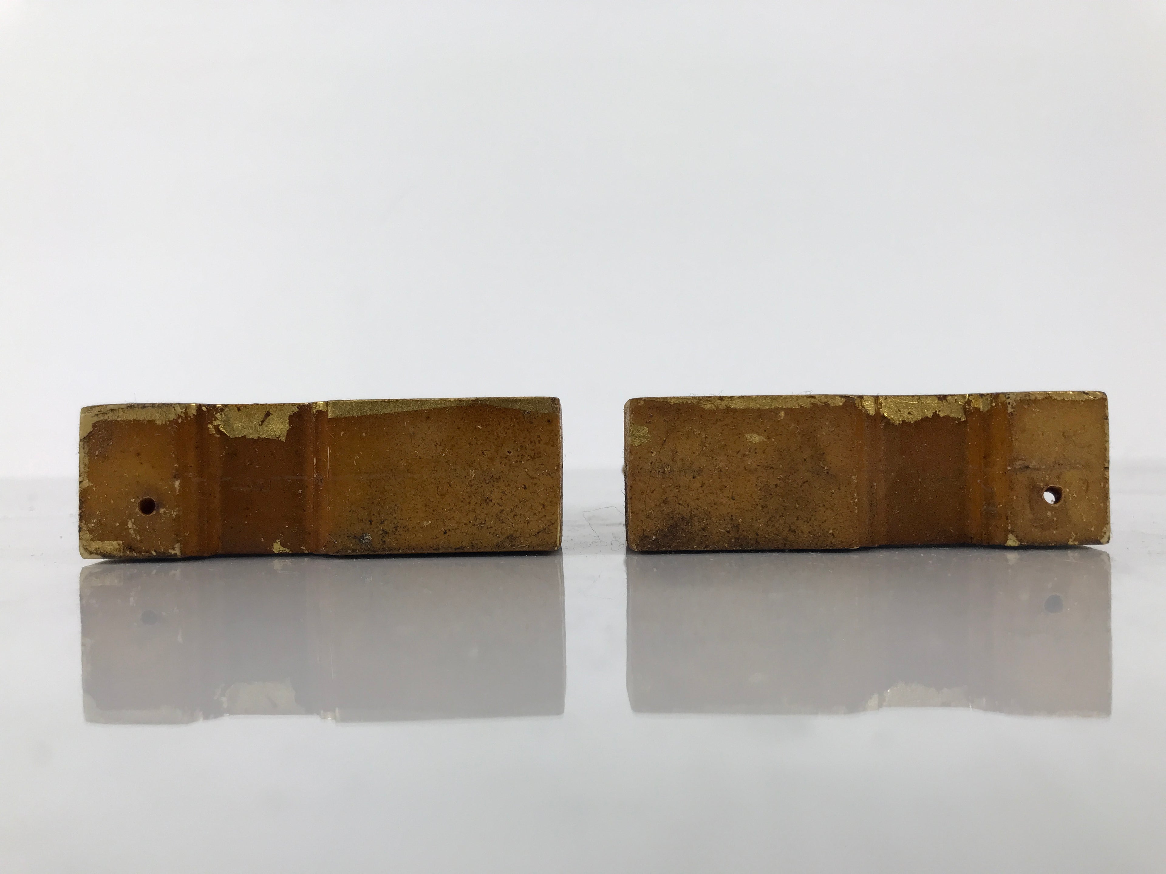 Japanese Buddhist Altar Wooden Kouran Railing Decorative Part Vtg 2pc Gold BA753