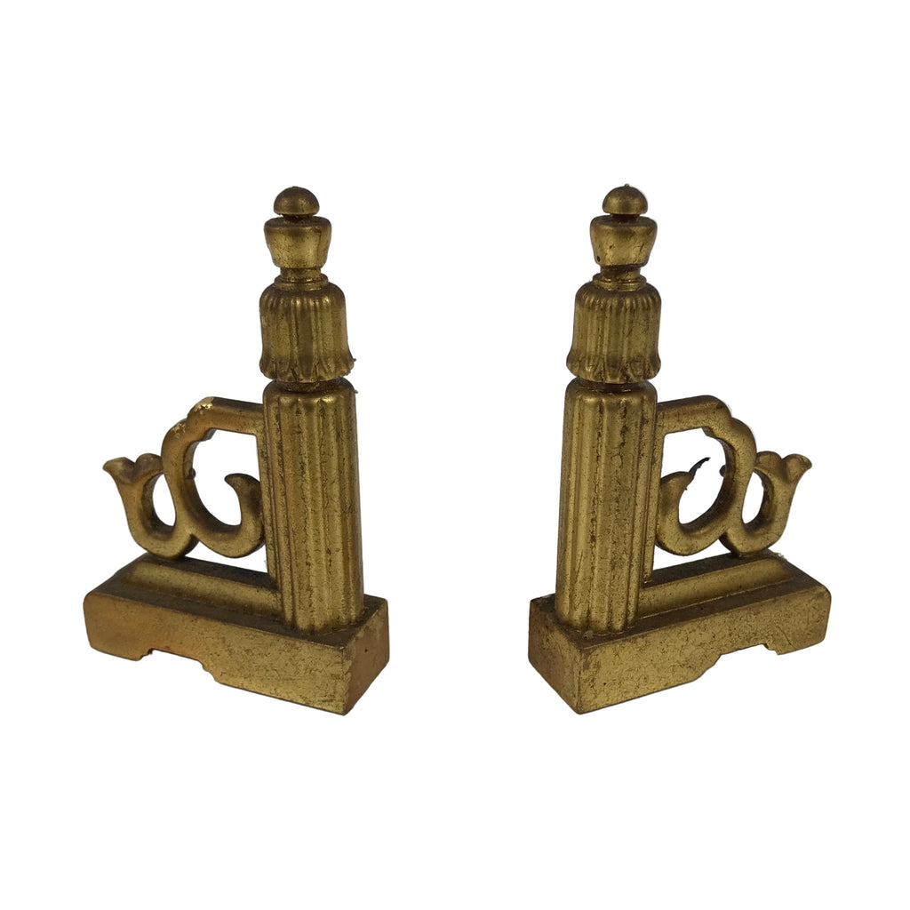Japanese Buddhist Altar Wooden Kouran Railing Decorative Part Vtg 2pc Gold BA753