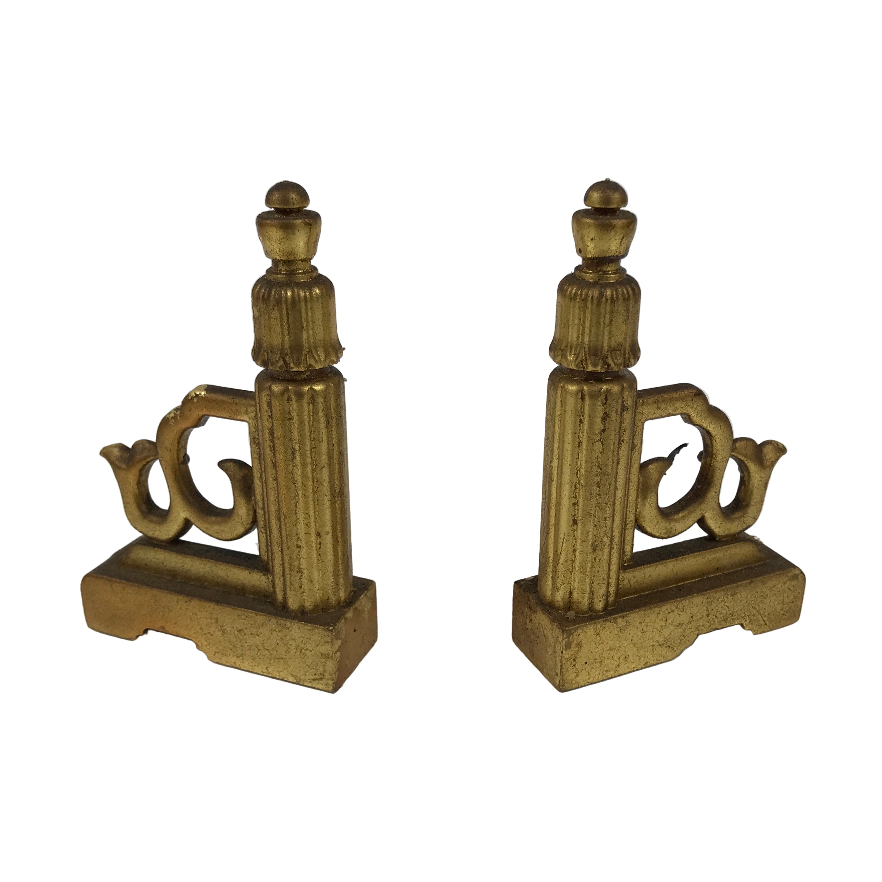 Japanese Buddhist Altar Wooden Kouran Railing Decorative Part Vtg 2pc Gold BA753