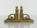 Japanese Buddhist Altar Wooden Kouran Railing Decorative Part Vtg 2pc Gold BP35
