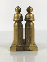 Japanese Buddhist Altar Wooden Kouran Railing Decorative Part Vtg 2pc Gold BP35
