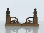 Japanese Buddhist Altar Wooden Kouran Railing Decorative Part Vtg 2pc Gold BP35