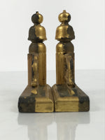 Japanese Buddhist Altar Wooden Kouran Railing Decorative Part Vtg 2pc Gold BP35