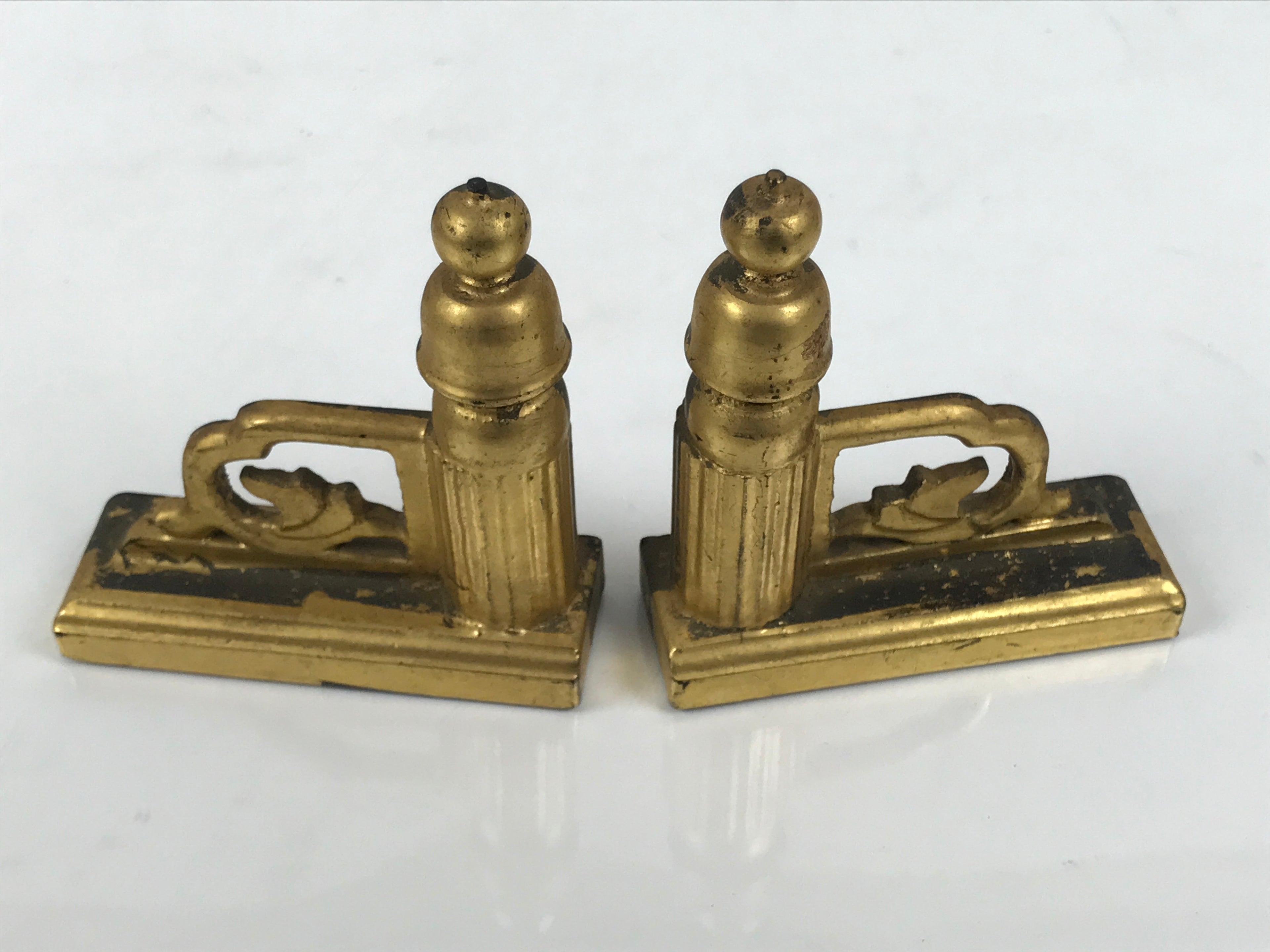 Japanese Buddhist Altar Wooden Kouran Railing Decorative Part Vtg 2pc Gold BP35
