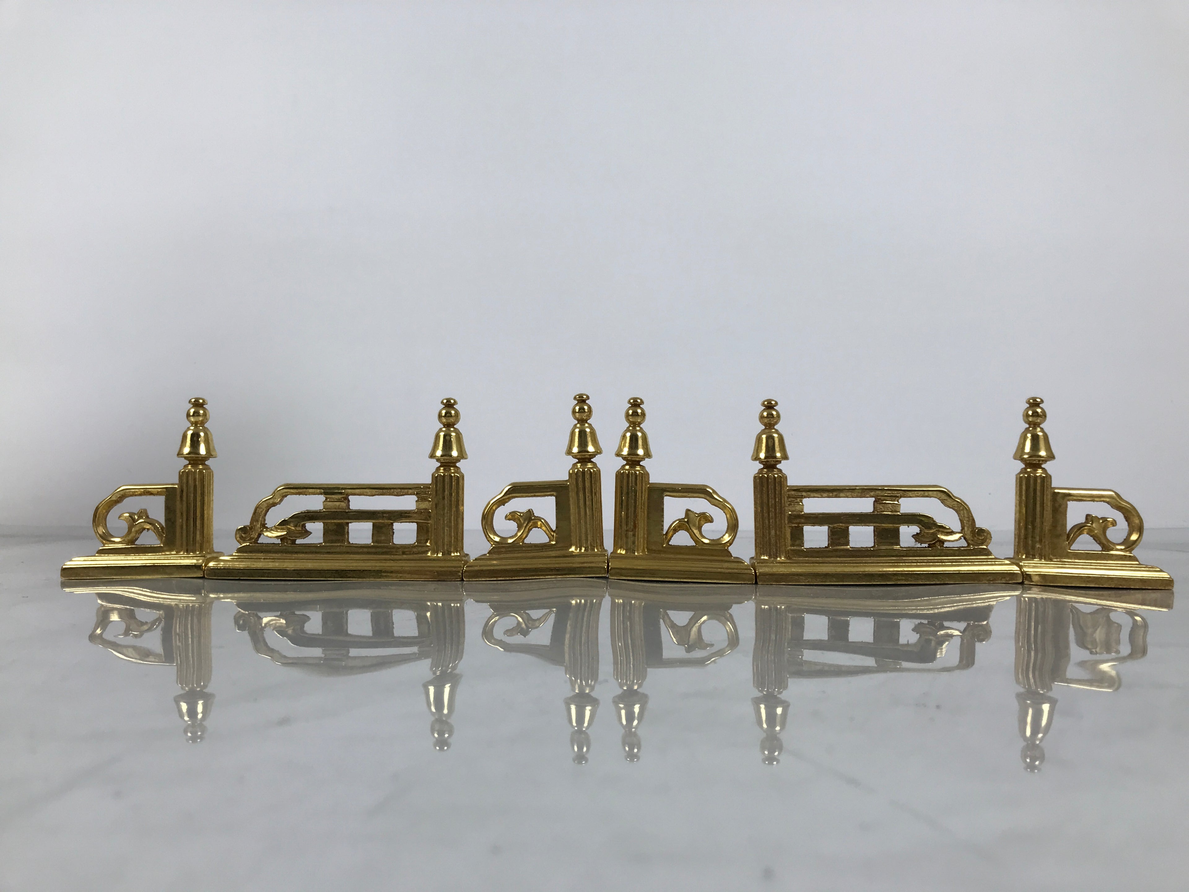 Japanese Buddhist Altar Wooden Kouran Railing Decorative Part Vtg 6pc Gold BA878