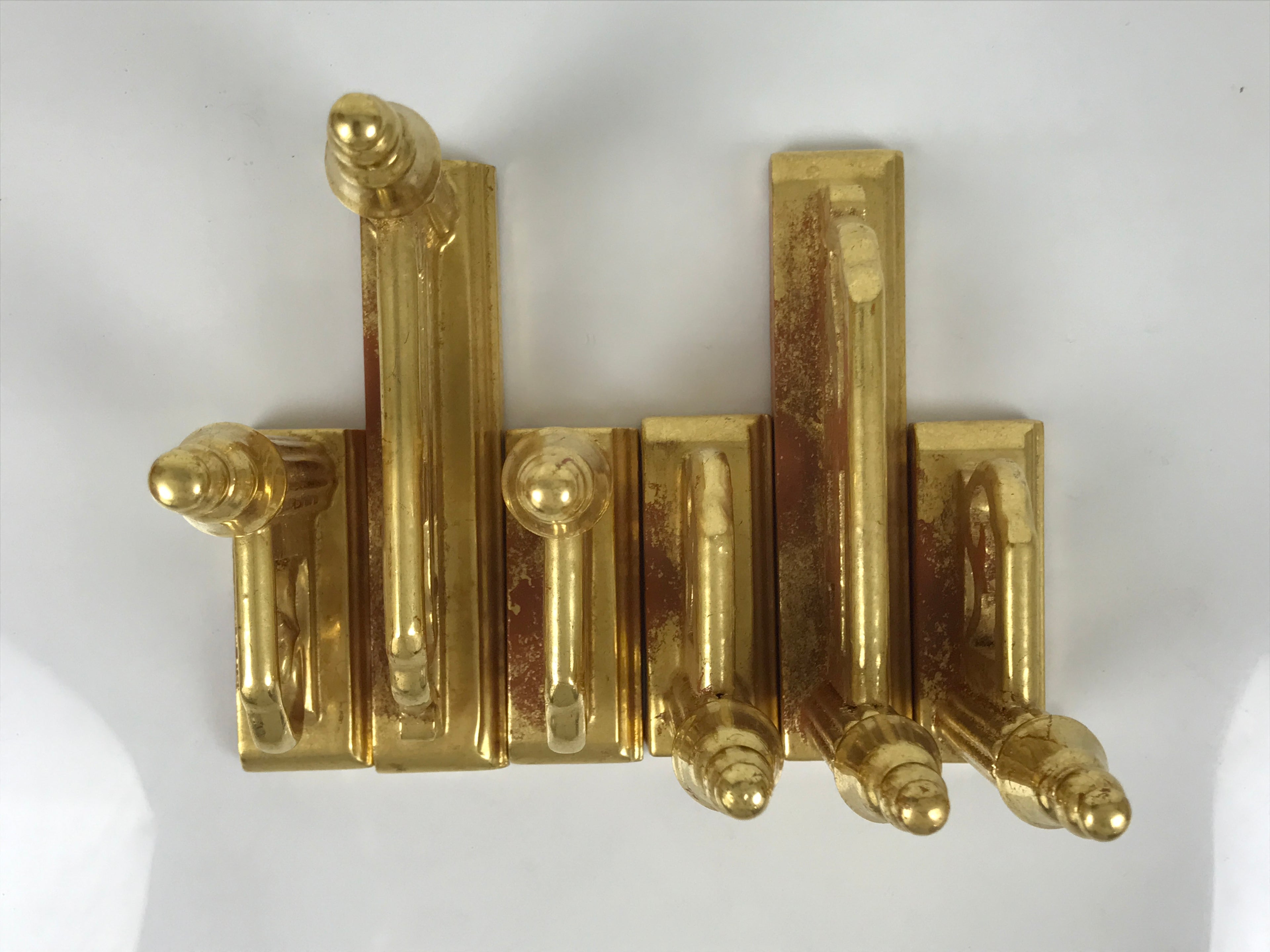 Japanese Buddhist Altar Wooden Kouran Railing Decorative Part Vtg 6pc Gold BA878