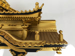 Japanese Buddhist Altar Wooden Lacquer Temple Roof Part Carved Gold Black BP31