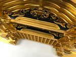 Japanese Buddhist Altar Wooden Lacquer Temple Roof Part Carved Gold Black BP31