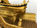 Japanese Buddhist Altar Wooden Lacquer Temple Roof Part Carved Gold Black BP31