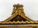 Japanese Buddhist Altar Wooden Lacquer Temple Roof Part Carved Gold Black BP31