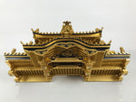 Japanese Buddhist Altar Wooden Lacquer Temple Roof Part Carved Gold Black BP31