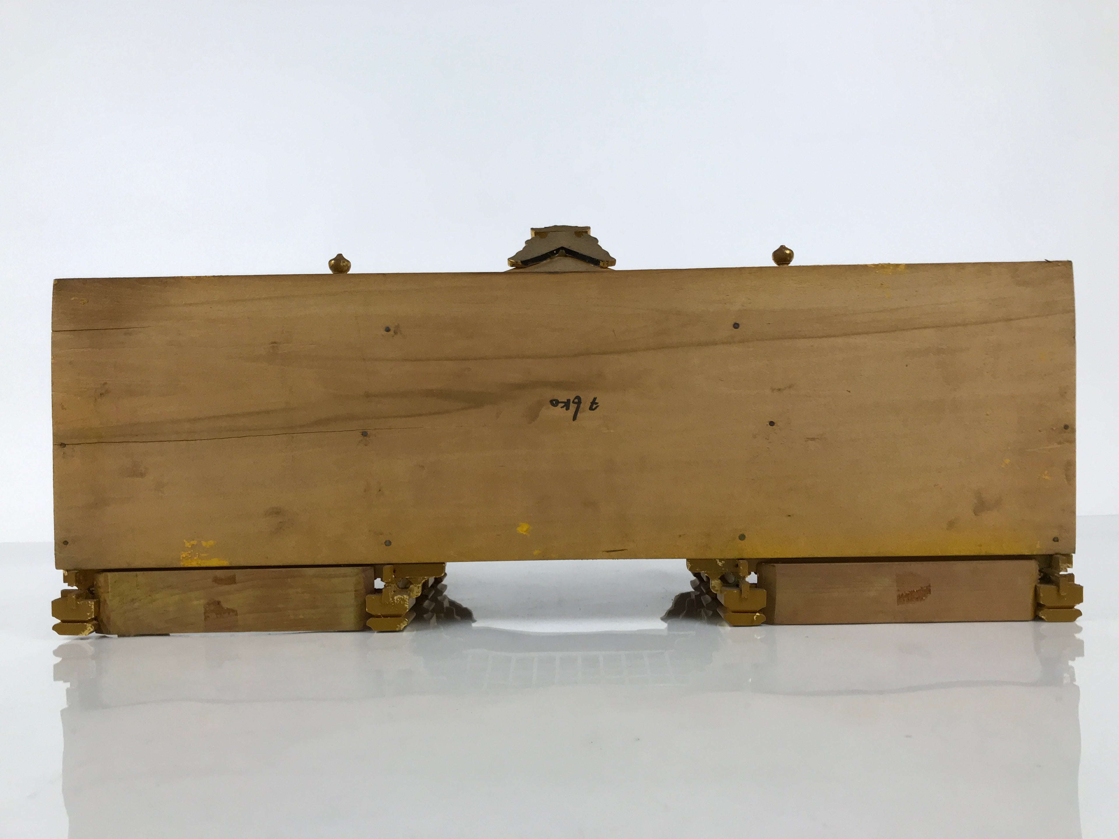 Japanese Buddhist Altar Wooden Lacquer Temple Roof Part Carved Gold Black BP31