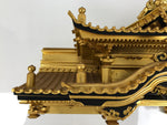 Japanese Buddhist Altar Wooden Lacquer Temple Roof Part Carved Gold Black BP31