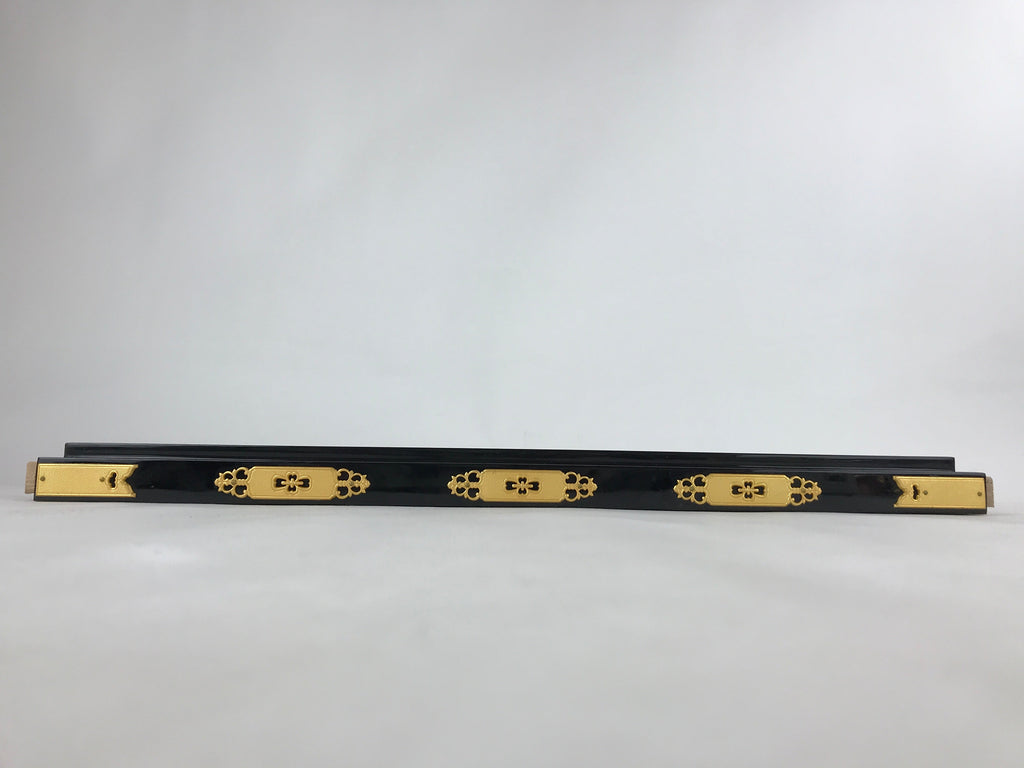 Japanese Buddhist Altar Wooden Lacquered Border Part Vtg Brass Metal Gold BA237