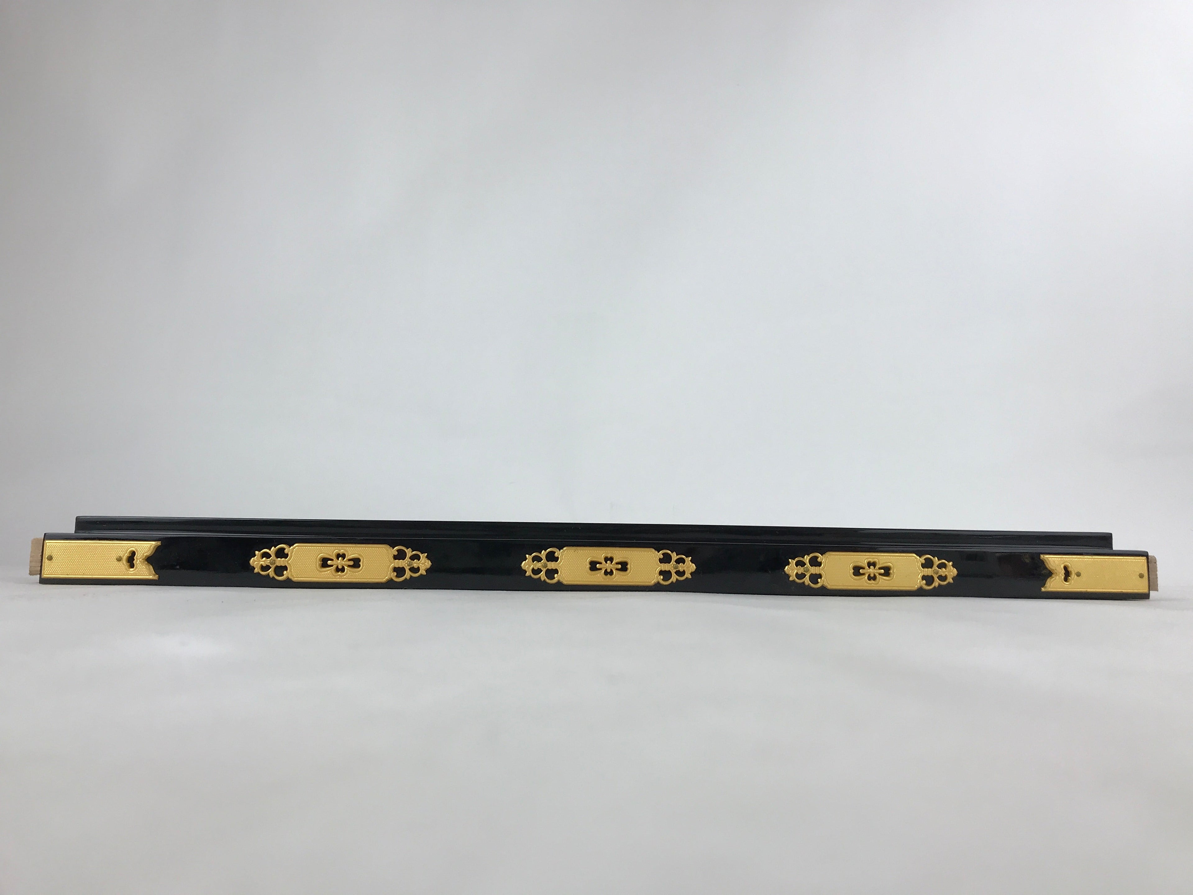 Japanese Buddhist Altar Wooden Lacquered Border Part Vtg Brass Metal Gold BA237