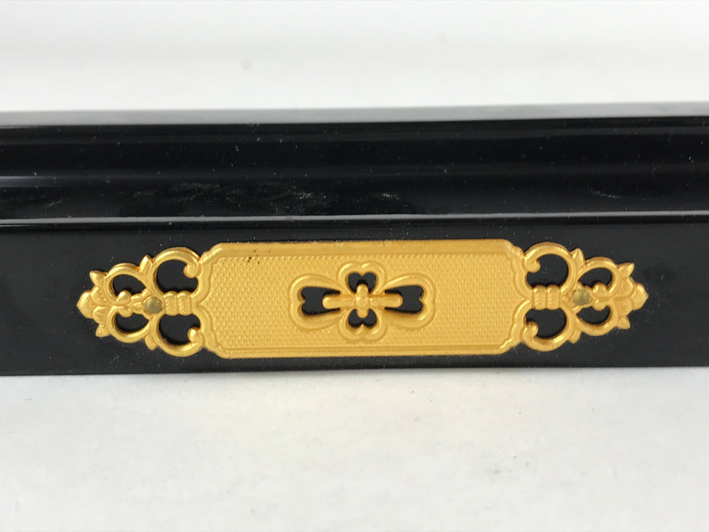 Japanese Buddhist Altar Wooden Lacquered Border Part Vtg Brass Metal Gold BA237