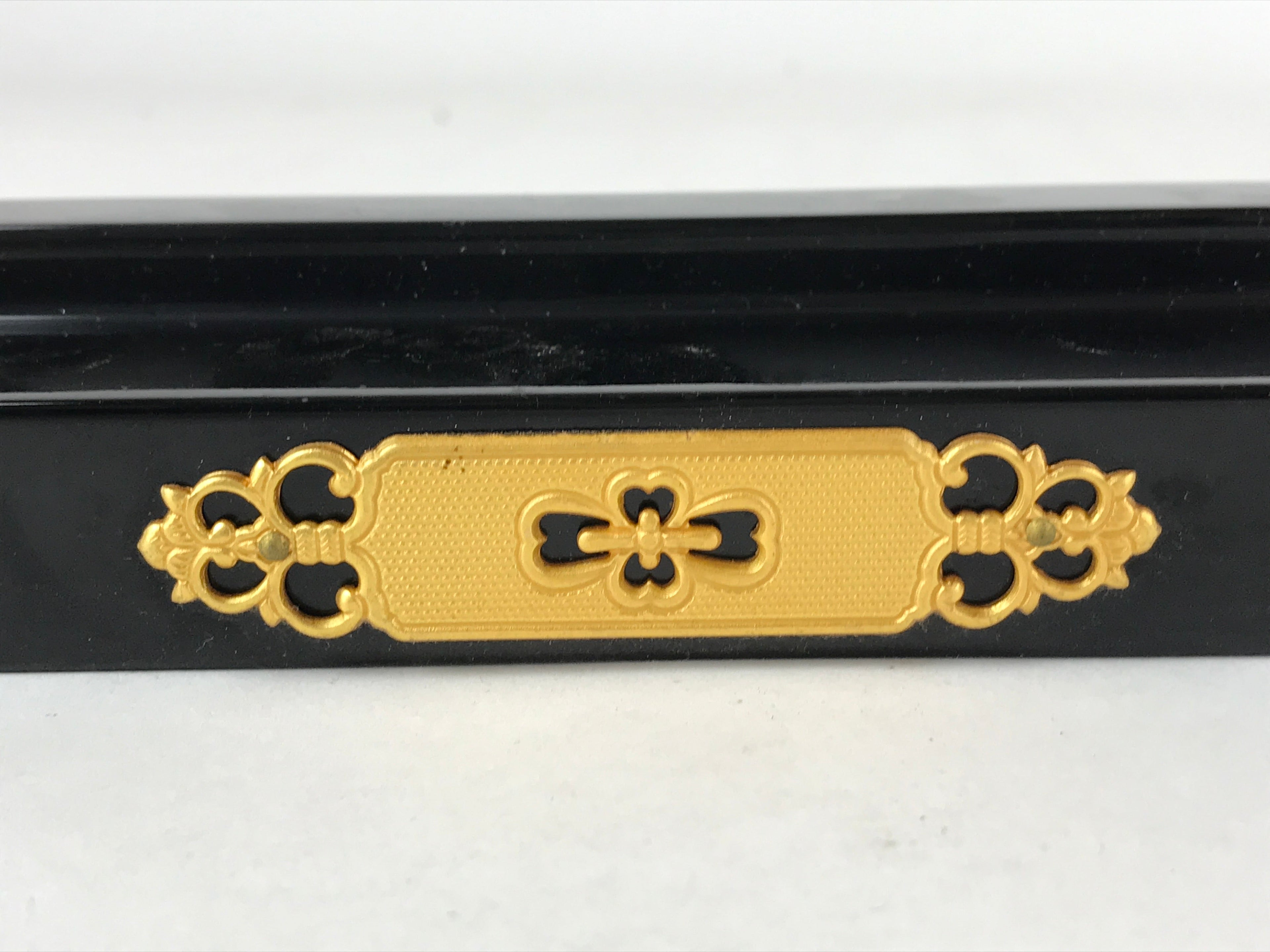 Japanese Buddhist Altar Wooden Lacquered Border Part Vtg Brass Metal Gold BA237