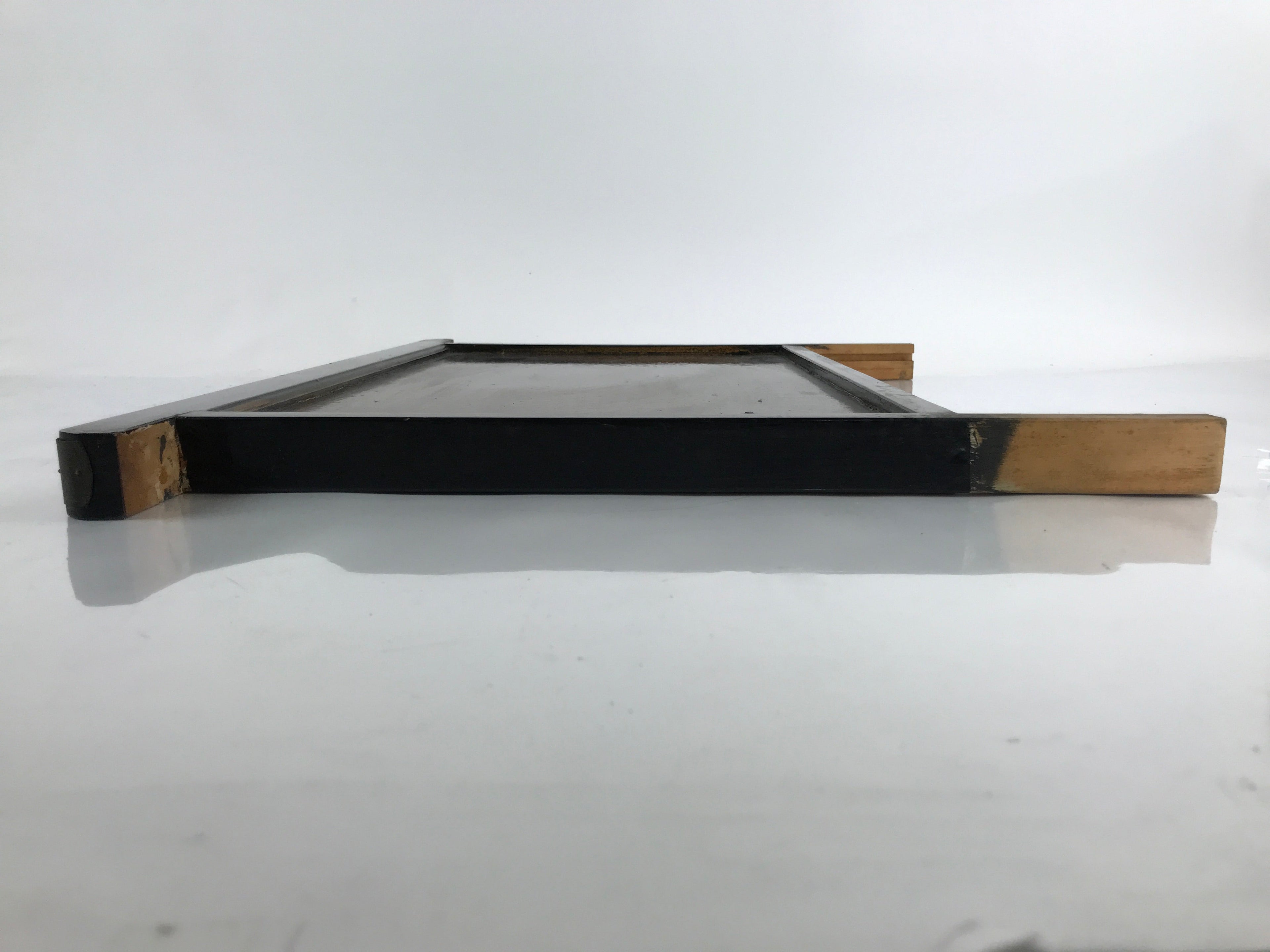 Japanese Buddhist Altar Wooden Lacquered Drawer Tray Vtg Black Gold BA289